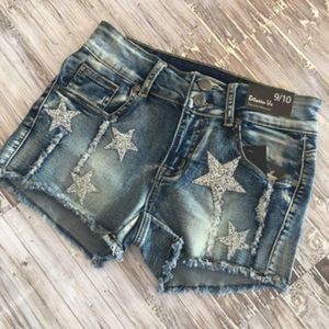 Stars Are Forever Distressed Medium Wash Blue Denim Shorts